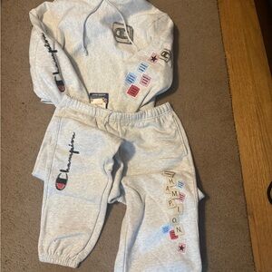 Champion Womens Light Gray Joggers with Logo Accents